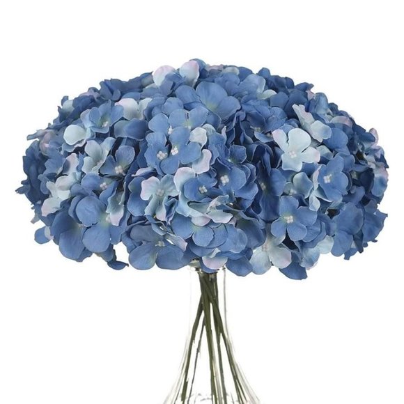 20 count | White & Sky Dusty Blue Shades Hydrangeas Wedding Flowers Bouquet - Picture 4 of 5